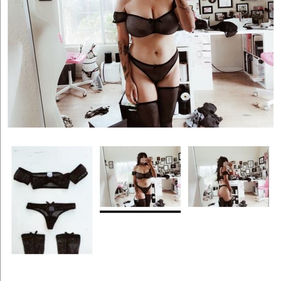 Alexandrea Anissa Black fishnet lingerie set. - Picture 3 of 5